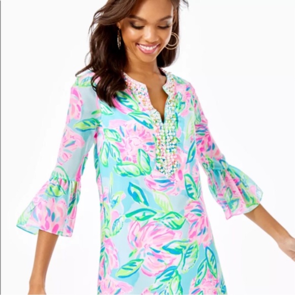 Lilly Pulitzer Floral Cocktail Dress Elenora Totally Blossom M $116 firm